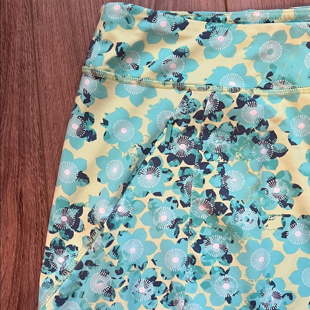 Title Nine Floral A-Line Skirt in Aqua and Yellow - Picture 2 of 3